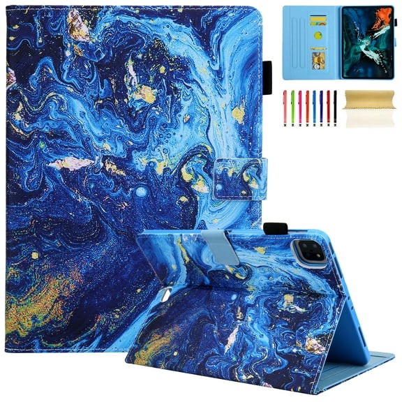 iPad Air 4 Case, iPad Pro 11 Case, Multi-Angle Viewing Stand PU Folio Protection Case with Auto Sleep/Wake for iPad Pro 11 2021/2020/2018 3rd 2nd 1st Gen, iPad Air 4 10.9 2020, Blue Marble