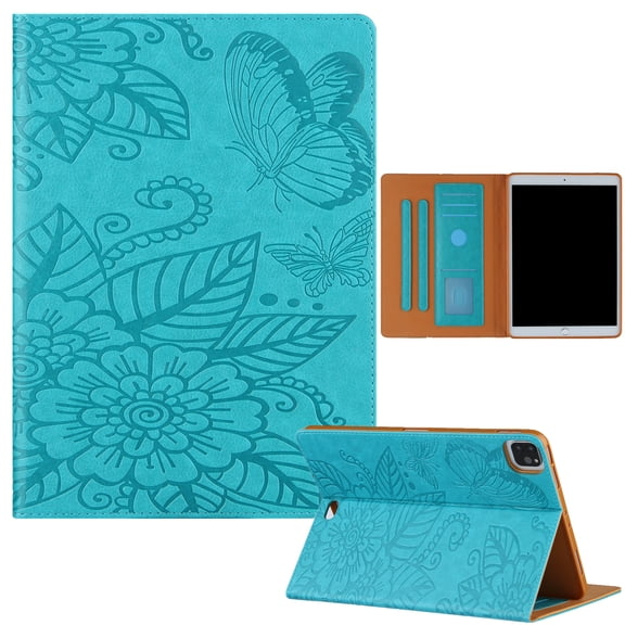 iPad Air 4th Gen Case 10.9", iPad Pro 11 Case 2020/2018, Allytech PU Leather Slim Shell Folio Flip Butterfly Flower Embossed Shockproo Auto Sleep Wake Stand Case Cover for Apple iPad Air 4, Green
