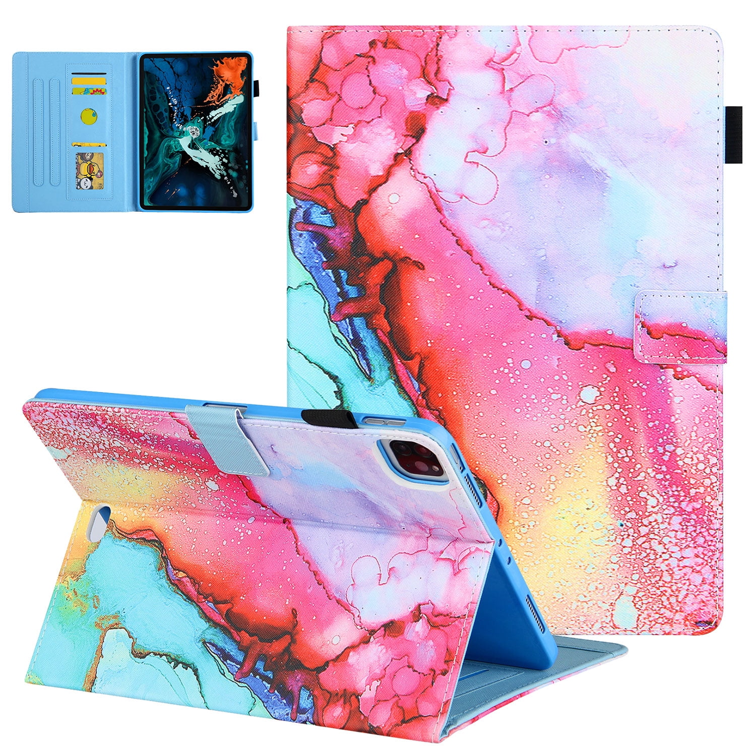 iPad Air 4th Gen Case 10.9", iPad Pro 11 Case 2021/2020/2018, Allytech PU Leather Slim Auto Sleep Wake Shockproof Kickstand Pencil Holder Case Cover for Apple iPad Air 4, iPad Pro 11,Colorful Painting