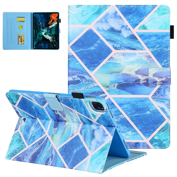 iPad Air 4th Gen Case 10.9", iPad Pro 11 Case 2021/2020/2018, Allytech PU Leather Slim Auto Sleep Wake Shockproof Kickstand Pencil Holder Case Cover for Apple iPad Air 4, iPad Pro 11,Blue Grid