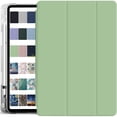 thumbnail image 1 of iPad Air 6 2024 11" Air 5 2022 Air 4 2020 10.9" [ Air 4th Air 5th 6th 11th ] A2316 A2324 A2325 A2072 A2588 Smart Magnetic Printed Pencil Holder Transparent Soft TPU Cover - Green, 1 of 7