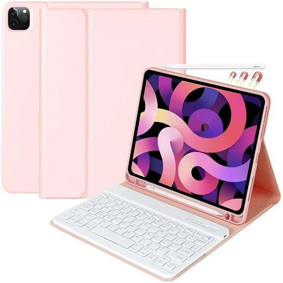 iPad Air 5th/4th Gen, Detachable Bluetooth Keyboard with Pencil Holder - Pink