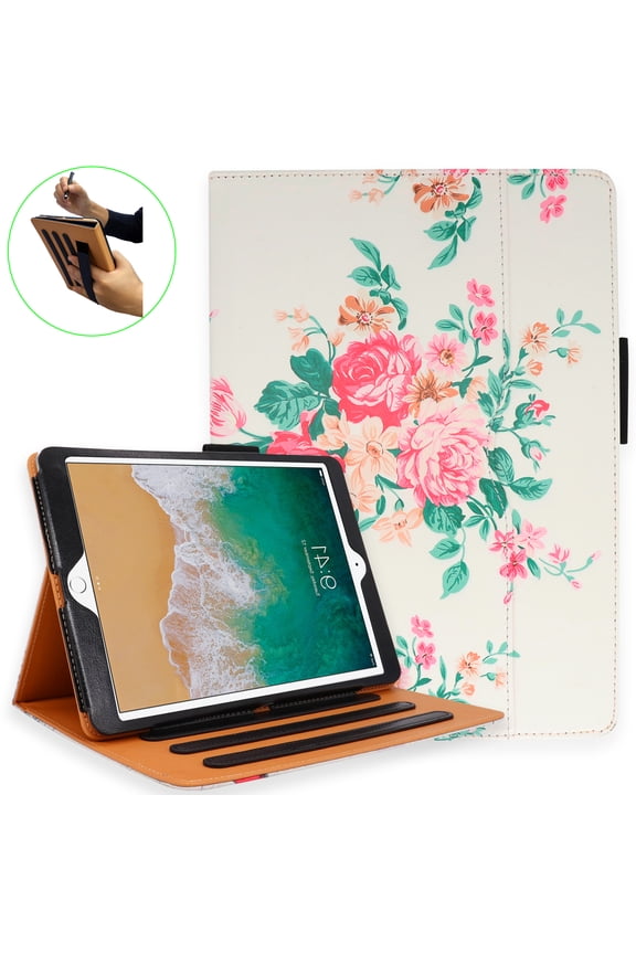 iPad Air 5th/4th Generation Case 2022/2020, iPad 10.9 Case Cover with Pencil Holder - Multi-Angle Stand, Hand Strap, Auto Sleep/Wake for iPad Air 5th/4th Gen 10.9 Inch