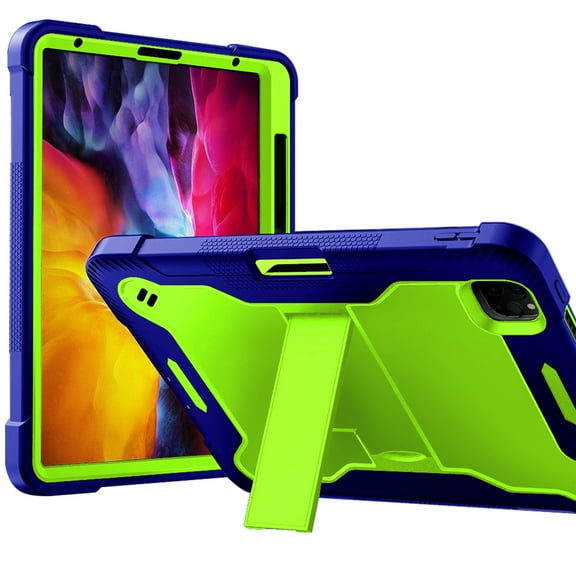 iPad Air 5th Generation Case 2022 / iPad Air 4th 2020 Case 10.9 Inch Dual Layer Protective Shockproof Kickstand with Pen Holder Heavy Duty Case Cover Blue/Green