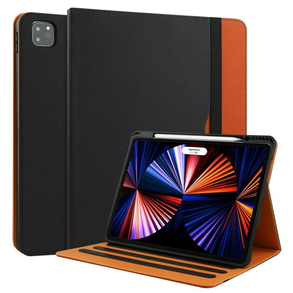 iPad Air 5th Generation Case 2022/ iPad Air Case 4th Generation 2020 10.9 Inch with Pencil Holder, Folio Stand Leather Cover with Multiple Angles & Auto Sleep/Wake iPad Air 5/4 Case, Black/Brown