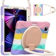 thumbnail image 1 of for iPad Air 6th 11" 2024 M2/Pro 11 2022/2021/2020/2018/Air4/Air5, Rugged Kids Friendly Silicone Case, Folding Stand/Handle Grip Pencil Holder Heavy Duty Protection with Shoulder Strap, Colorful Pink, 1 of 12