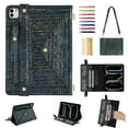 thumbnail image 1 of for iPad Air 6th 13" 2024 M2/Pro 12.9" 2022 2021 2020 2018 Case, Handbag PU Leather Stand with Elastic Hand Strap Detachable Adjustable Shoulder Strap Pencil Holder Document Card Pocket, Blue, 1 of 9
