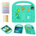 thumbnail image 1 of for iPad Air 6th Gen 11" 2024 M2 Silicone Kids Friendly Shockproof Cute Case with Handle Grip, Heavy Duty Multiple Angles Kickstand Rugged Cover for iPad Pro 11" 2024 M4 5th Gen, Green, 1 of 8