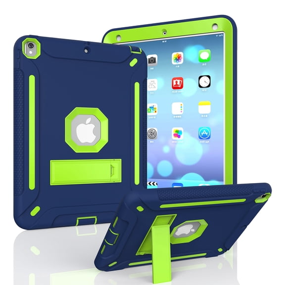iPad Air Case with Soft Screen Protector, Dteck Heavy Duty Shockproof Three Layer Plastic and Silicone Protective Cover with Kickstand For Apple iPad Air 1st Generation (A1474/A1475/A1476), Navy/Green