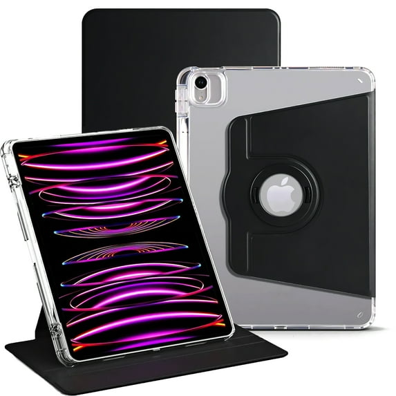 XUDUO Case for iPad Air 11-inch M2 (2024), iPad Air 5th/4th Generation (2022/2020) 10.9 Inch with Pencil Holder, 360 Degree Rotating Stand, Black