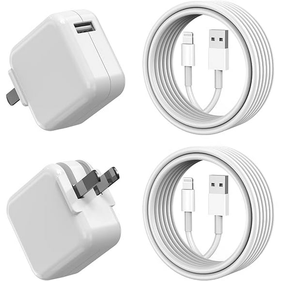 iPad Charger iPhone Charger, 2-Pack Apple MFi Certified 12W Charger iPad Foldable Portable Travel Plug with 3.3FT Lightning Cable Compatible with iPhone, iPad, iPad Mini 1/2/3/4/5, iPad Air 1/2/3