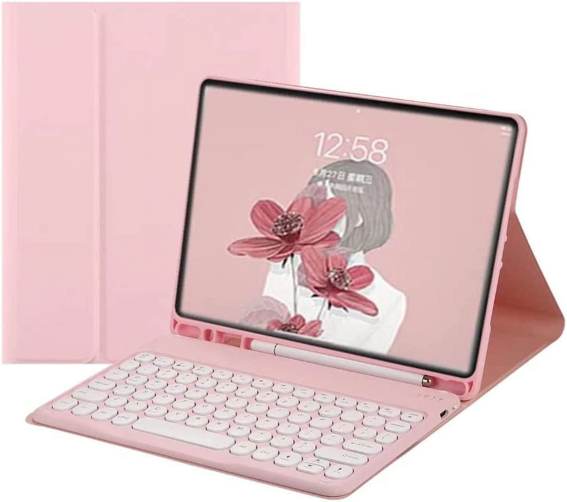 iPad Keyboard Case for iPad 6th Gen 2018, iPad 5th Gen 2017, iPad Pro 9.7, iPad Air 2, iPad Air 1, Soft Back Cover with Pencil Holder & Magnetically Detachable Wireless Bluetooth Keyboard, Pink
