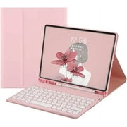 iPad Keyboard Case for iPad 6th Gen 2018, iPad 5th Gen 2017, iPad Pro 9.7, iPad Air 2, iPad Air 1, Soft Back Cover with Pencil Holder & Magnetically Detachable Wireless Bluetooth Keyboard, Pink