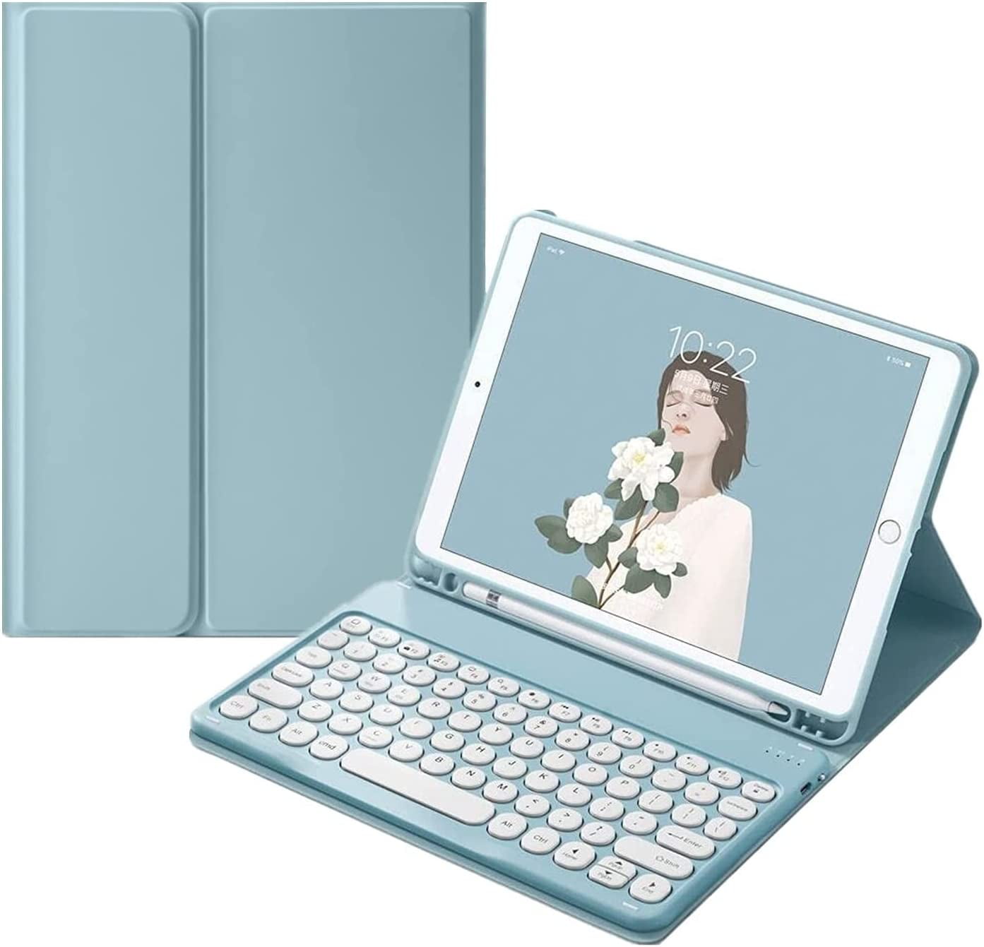 iPad(第6世代)128GB ホワイト本体 青色カバー付き Apple iPad 6代 Wi-Fi 128GB 整備済み