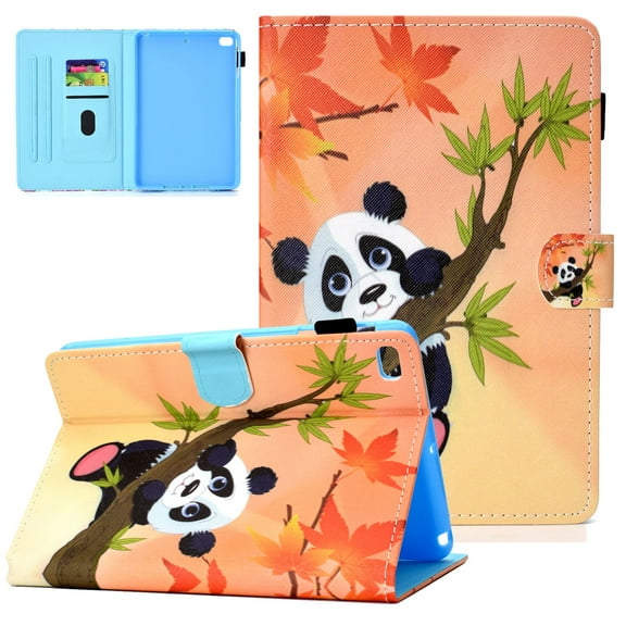 iPad Mini 1/ Mini 2/ Mini 3/ Mini 4 Case, Allytech PU Leather Folio Stand Smart Cover with Auto Sleep Wake Feature Shockproof Magnetic Closure Case Cover for Apple iPad mini 1 2 3 4, Panda Leaf