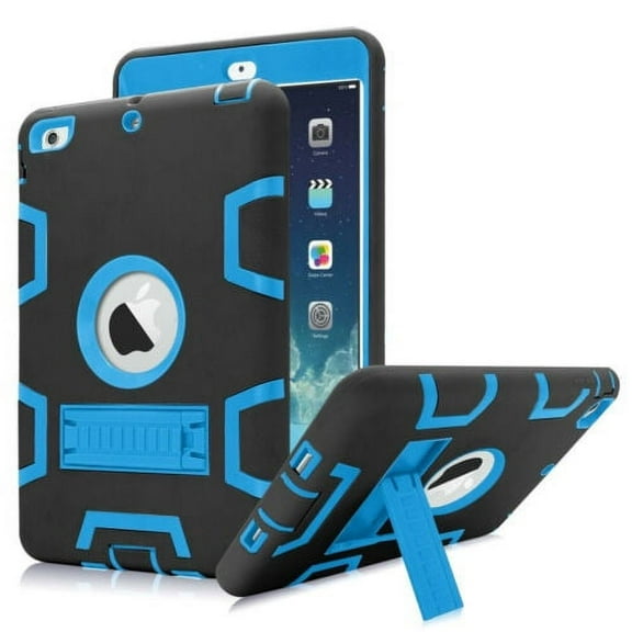 iPad Mini 1 Case ,iPad Mini 2 Case ,iPad Mini 3 Case, Mignova Heavy Duty rugged Anti-impact Hybrid Protective Case with Build In Kickstand For Apple iPad Mini 1 / 2 / 3(Black+Blue)