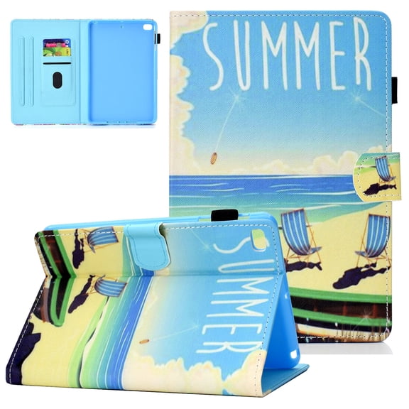 iPad Mini 1/ Mini 2/ Mini 3/ Mini 4 Case, Allytech PU Leather Folio Stand Smart Cover with Auto Sleep Wake Feature Shockproof Magnetic Closure Case Cover for Apple iPad mini 1 2 3 4, Summer Beach