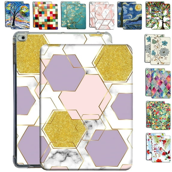 iPad Mini 1st 2nd 3rd 4th 5th 7.9 inch Gen Printed Cover A2133 MUQY2LL/A MUQW2LL/A MUQX2LL/A A1538 MK6K2LL/A MK6J2LL/A MK6L2LL/A A1599 MGNV2LL/A MGYE2LL/A MGNR2LL/A A1489 ME276LL/A - Hexagon Marble