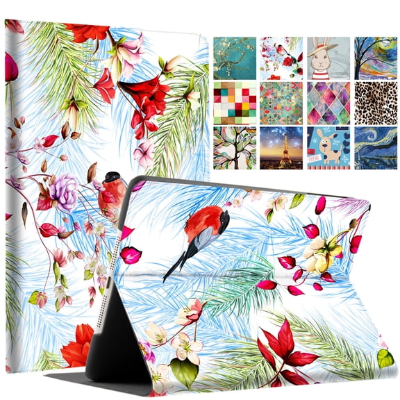 iPad Mini 3 2 1 Gen 7.9 Inch [ Mini 3rd 2nd 1st ] A1599 A1600 A1489 A1490 A1491 A1432 A1454 A1455 Printed Folio Magnetic Smart Protective Sleek & Classic Design Cover - Birds & Flowers