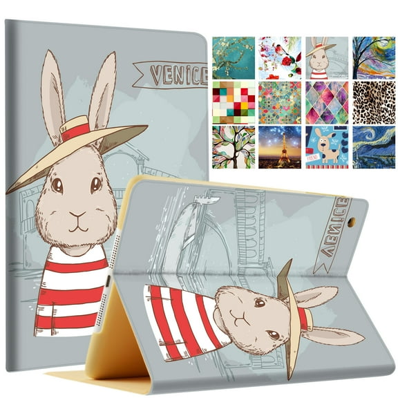 iPad Mini 3 2 1 Generation 7.9 Inch [ Mini 3rd 2nd 1st ] A1599 A1600 A1489 A1490 A1491 A1432 A1454 A1455 Printed Folio Magnetic Smart Protective Sleek & Classic Design Cover - Bunny Hat
