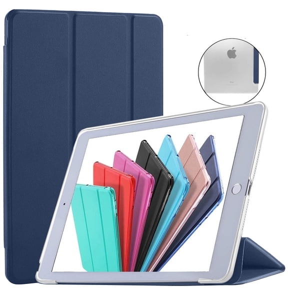 iPad Mini 3 2 1 Generation 7.9 Inch [ Mini 3rd Mini 2nd Mini 1st] A1599 A1600 A1489 A1490 A1491 A1432 A1454 A1455 Trifold Hard Smart PC Translucent Back Cover - Navy Blue