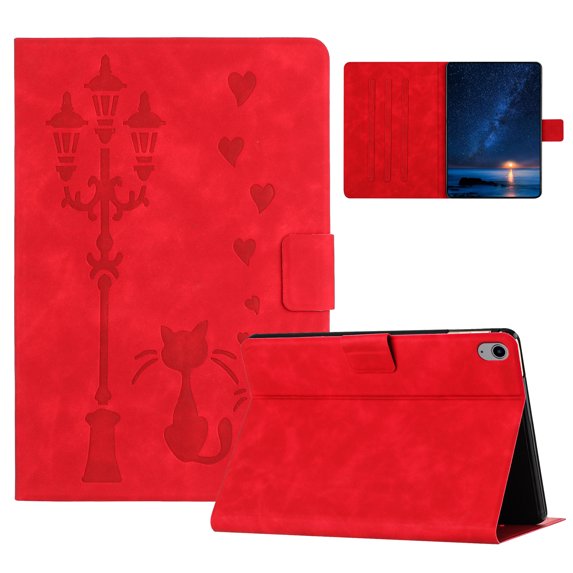 for iPad Mini 5/4/3/2/1 7.9" 2019/2015/2014/2013/2012 Case PU Leather Folio Tablet Cover, Smart Auto Wake/Sleep Flip Stand Case Embossed Pattern Magnetic Clasp Protective Case, Red