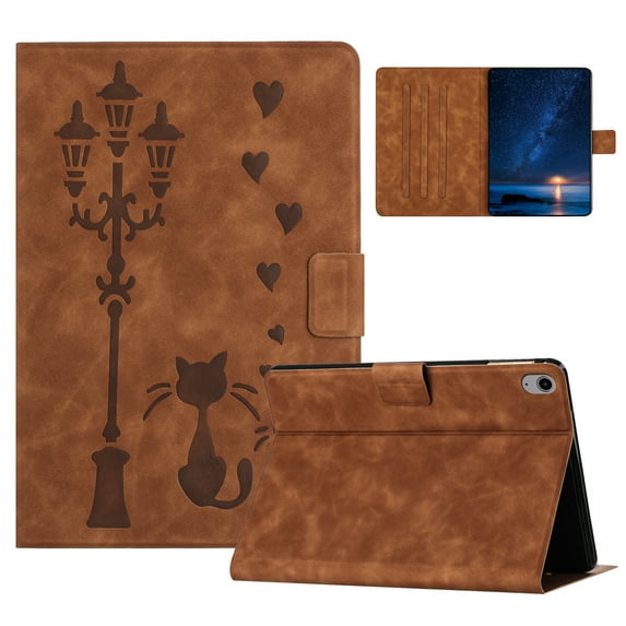 for iPad Mini 5/4/3/2/1 7.9" 2019/2015/2014/2013/2012 Case PU Leather Folio Tablet Cover, Smart Auto Wake/Sleep Flip Stand Case Embossed Pattern Magnetic Clasp Protective Case, Brown