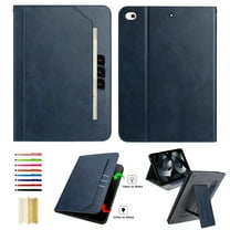 for iPad Mini 5/4/3/2/1 7.9" 2019/2015/2014/2013/2012 Tablet Case with Card Slots, PU Leather Stand Folio Protective Cover, with Pencil Holder Wrist Strap Auto Wake/Sleep Full Body Case, Darkblue