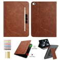 thumbnail image 1 of for iPad Mini 5/4/3/2/1 7.9" 2019/2015/2014/2013/2012 Tablet Case with Card Slots, PU Leather Stand Folio Protective Cover, with Pencil Holder Wrist Strap Auto Wake/Sleep Full Body Case, Brown, 1 of 9