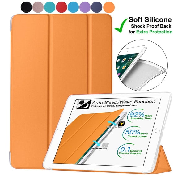 iPad Mini 5 7.9 Inch 2019 [ Mini 5th Gen ] A2133 A2124 A2126 A2125 Smart Trifold Lightweight Soft Silicone Transparent Front & Back Cover - Orange