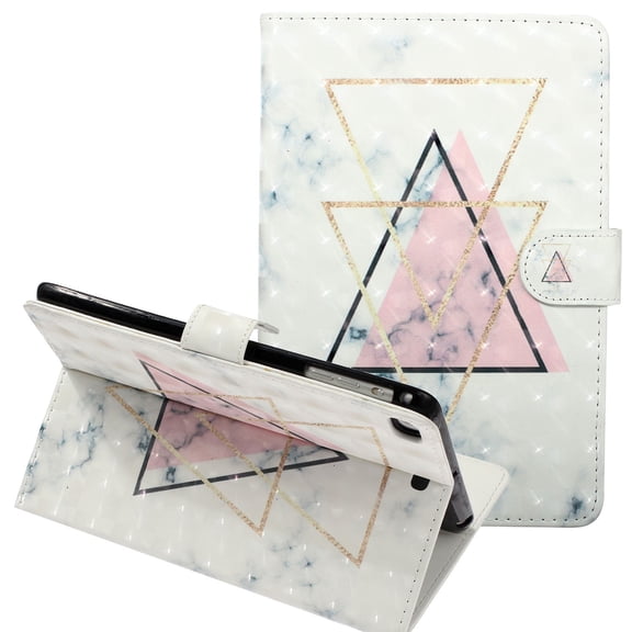 iPad Mini 5 Case (2019), iPad Mini 4 /Mini 3/ Mini 2/ Mini Case, Allytech 3D Pattern Slim Folio Kickstand Leather Smart Cover Auto Sleep Wake Case Shell for Apple iPad Mini 1 2 3 4 5, Triangle