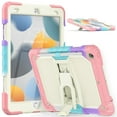 thumbnail image 1 of iPad Mini 5 Case, iPad Mini 4 Case, Dual Layer Shockproof Heavy Duty Rugged Hybrid Kickstand Protective Cover with Shoulder Strap & Pencil Holder, Colorful Pink, 1 of 9