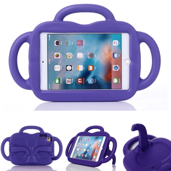 iPad Mini 5 Case for Kids, iPad Mini 1 2 3 4 Case, Allytech EVA Silicone Convert Stand Handle Full Body Protection Shockproof Children Toddler Proof Case Cover for Apple iPad Mini 5 4 3 2 1, Purple