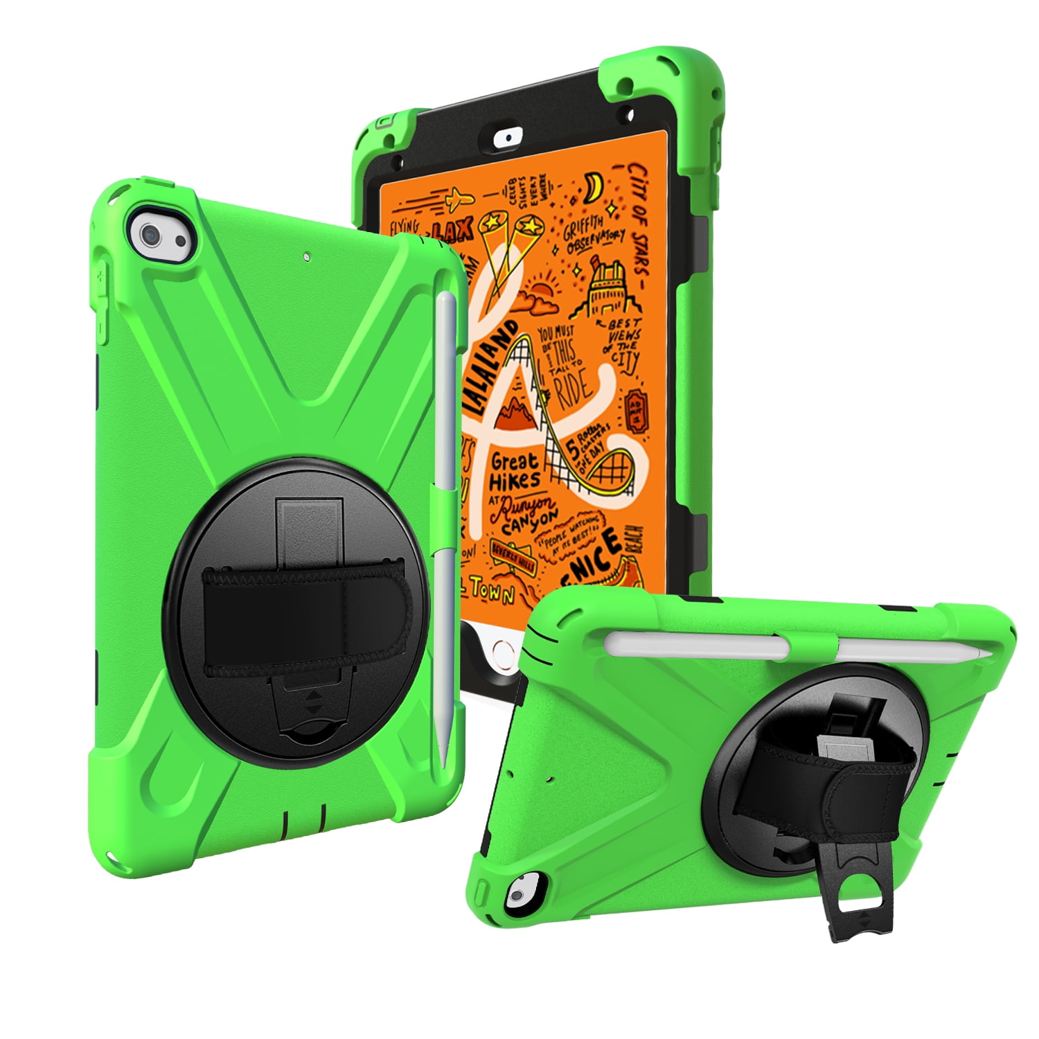 iPad Mini 5 Case for Kids, iPad Mini 5/Mini 4 Case Shockproof, Heavy Duty Protective Rugged iPad Mini Case with Pencil Holder /Kickstand Case for iPad Mini 5th/4th Generation 7.9 Inch - GREEN