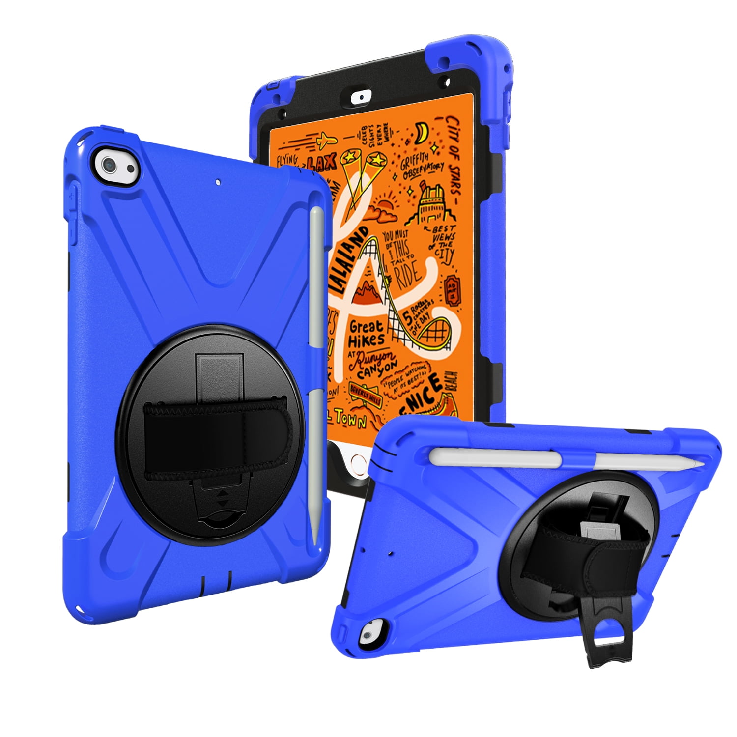 iPad Mini 5 Case for Kids, iPad Mini 5/Mini 4 Case Shockproof, Heavy Duty Protective Rugged iPad Mini Case with Pencil Holder /Kickstand Case for iPad Mini 5th/4th Generation 7.9 Inch - BLUE