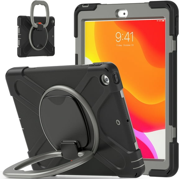 iPad Mini 5 Case for Kids, iPad Mini 5th Generation Case /iPad Mini 4 Case, Heavy Duty Rugged Shockproof Case with Stand /Hand Grip Holder for iPad Mini 5th/4th 7.9 Inch - Black/Black