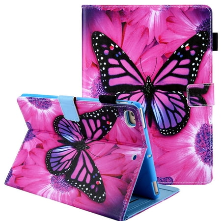 iPad Mini 5 / Mini 4/ Mini 3/ Mini 2/ Mini Case, Allytech Ultra Slim Kickstand Pencil Holder Shockproof Smart Cover Auto Sleep Wake Wallet Case for Apple iPad Mini 5 4 3 2 1 7.9", Rose Butterfly