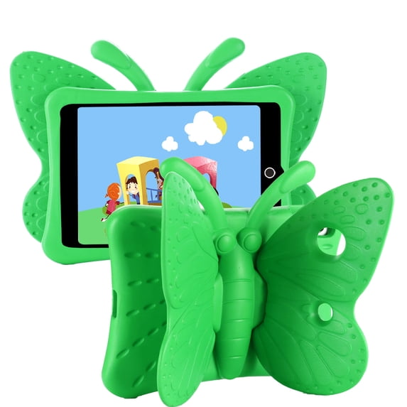 iPad Mini 5th Generation Case, iPad Mini 4 Case, Mini 3/2/1 Case, Kids Friendly Shockproof Butterfly Wing Kickstand Rugged Light Weight EVA Protective Cover, Green