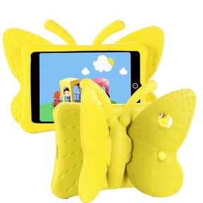 iPad Mini 5th Generation Case, iPad Mini 4 Case, Mini 3/2/1 Case, Kids Friendly Shockproof Butterfly Wing Kickstand Rugged Light Weight EVA Protective Cover, Yellow