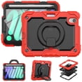 thumbnail image 1 of iPad Mini 6 Case 2021, Dteck 360 Rotating Heavy Duty Shockproof with Rugged Stand Pencil Holder for Kids Case for iPad Mini 6th Generation 8.3 Inch - Shoulder Strap, Screen Protector, Red, 1 of 10