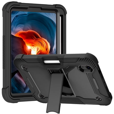 TECH CIRCLE iPad Mini A17 Pro Case 2024, iPad Mini 6th Generation Case 2021, Kids Protection Heavy Duty Rugged Shockproof Anti-Slip Protective Case with Kickstand for iPad Mini 8.3-inch Tablet, Black