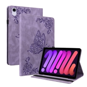 iPad Mini 6 Case 8.3, TECHCIRCLE Slim Folio Stand Butterfly Pattern Premium PU Leather Smart Case with Pencil Holder Magnetic Cover for Apple iPad Mini 6 2021, Purple