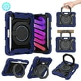 thumbnail image 1 of For iPad Mini 6 Case 8.3 inch 2021; iPad Mini 6th Generation Case with Charging Pencil Holder/ 360° Swivel Stand/ Handle Grip, Shockproof Protective Rugged Case, Dark Blue, 1 of 10