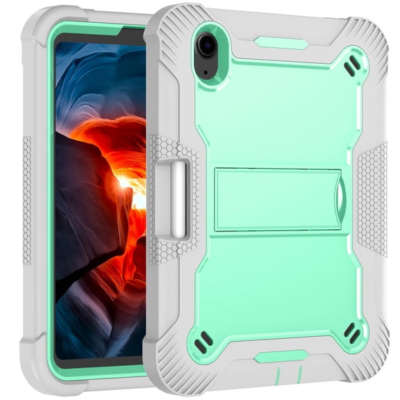 iPad Mini 6 Case, Solid Impact Protective Multiple Layers Styus Slot New (DFAP)for iPad Mini 6 Case Gray/Green