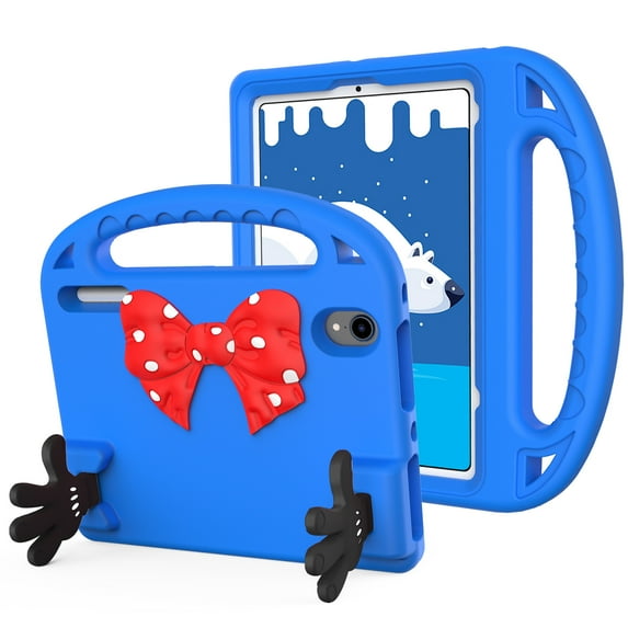iPad Mini 6 Kids Case,Durable Shockproof EVA Foam Lightweight Bow-knot Cute Kids Friendly Handle Kickstand Protective Case Cover for Apple iPad Mini 6th Generation 8.3 inch 2021,Blue