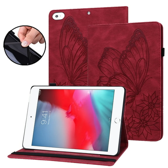 iPad Mini 6th Generation Case, TECHCIRCLE Slim Folio Stand Premium Butterfly PU Leather Wallet Case with Auto Wake/Sleep Pencil Holder Magnetic Cover for Apple iPad Mini 6 8.3" 2021, Red