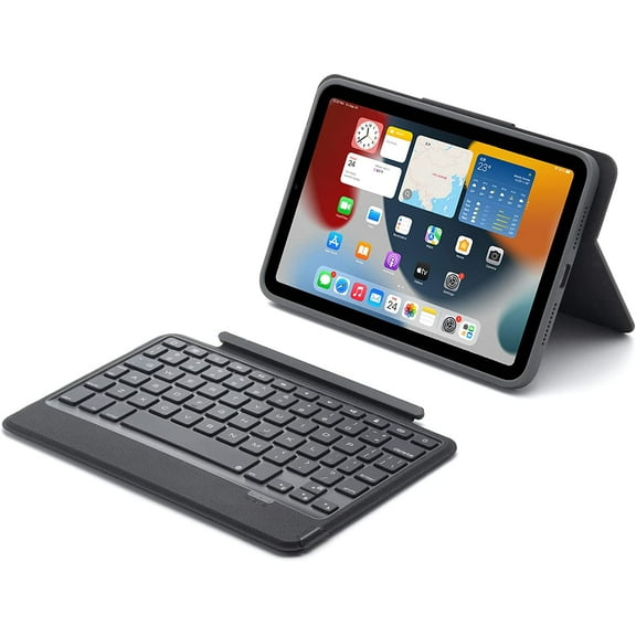 iPad Mini 6th Generation Keyboard Case, Magnetic Detachable, Folio Full Protection Shockproof Case, 7 Colors Backlit, Type-C Rechargeable Keyboard Case for 8.3 inch iPad Mini 6, Black