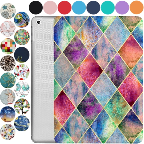 iPad Mini 7.9 Inch 5 Gen [ Mini 5th Generation 2019 ] A2133 A2124 A2126 MUXH2LL/A MUXF2LL/A MUXG2LL/A Trifold Printed Slim Adjustable Stand Feature Case with TPU Heat Dissipation Back - Diamond Grid