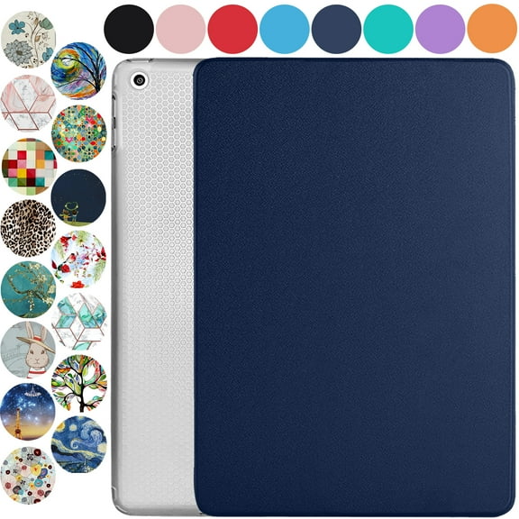 iPad Mini 7.9 Inch 5 Gen [ Mini 5th Generation 2019 ] A2133 A2124 A2126 MUXH2LL/A MUXF2LL/A MUXG2LL/A Trifold Slim Smart TPU Transparent Back Cover with Adjustable Stand Feature - Navy Blue