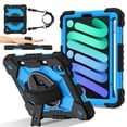 thumbnail image 1 of For iPad Mini 7th 6th Generation Case with Pencil Holder, Heavy Duty Shockproof Ruggd Rotating Kickstand Hand Strap Cover Case with Shoulder Strap Kids Friendly Case for Apple iPad Mini 6 7,Black+Blue, 1 of 8
